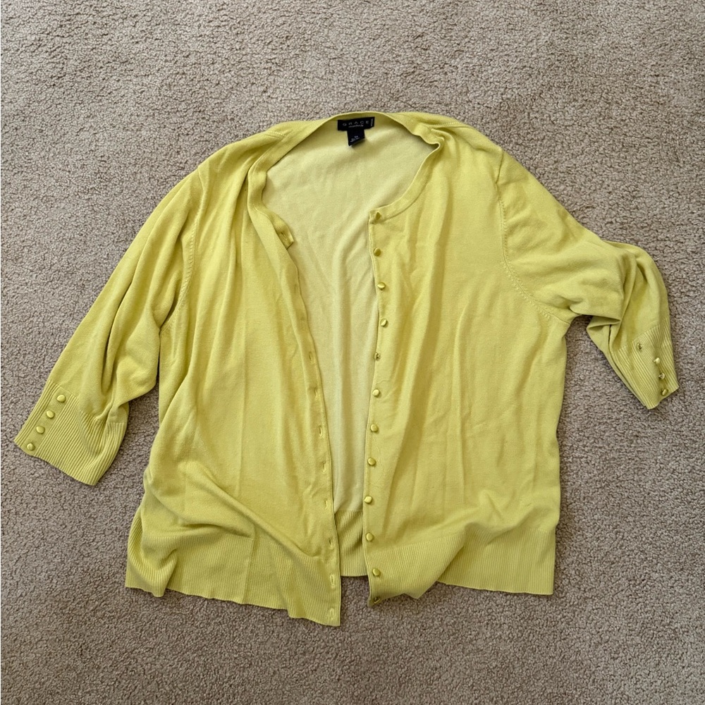 Grace Yellow/Green Women's Cardigan Sweater